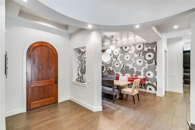 foyer featuring hardwood / wood-style floors