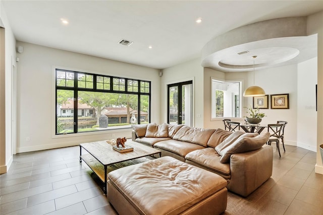 view of tiled living room