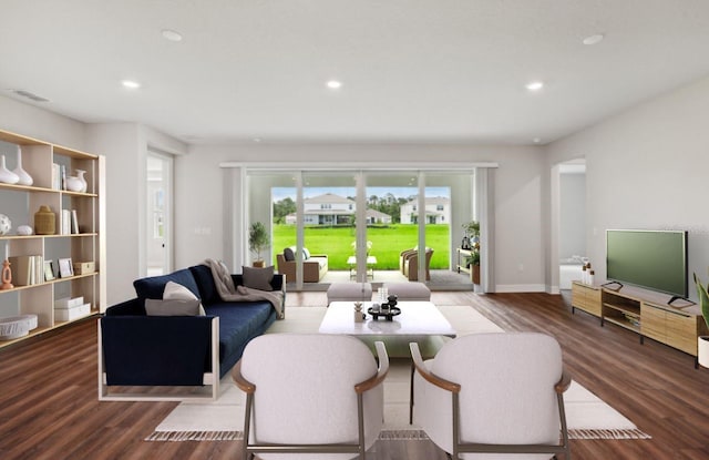 living room with wood-type flooring