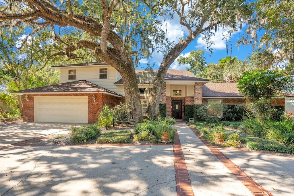 view of front of property with a garage