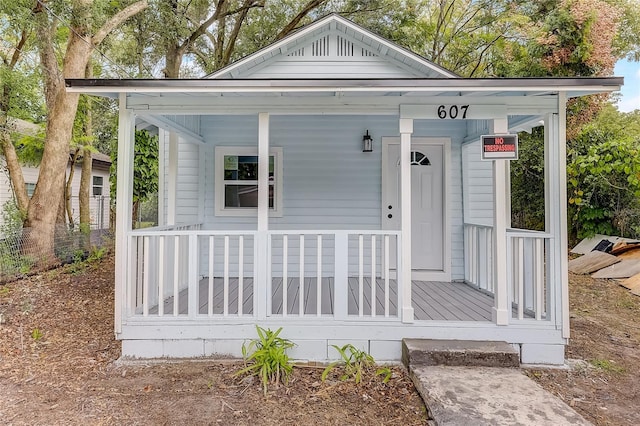 exterior space featuring covered porch