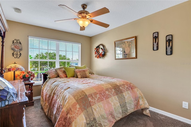 bedroom with carpet and ceiling fan