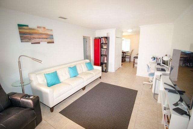 view of tiled living room