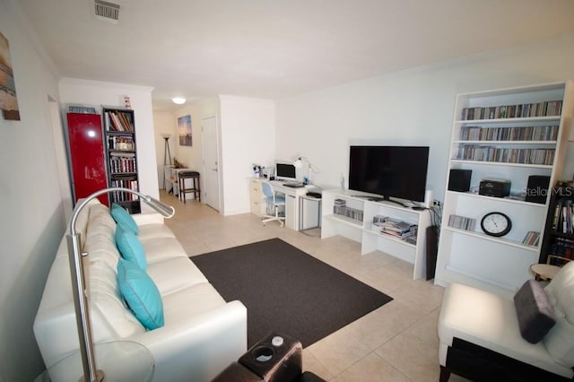 living room with light tile patterned floors