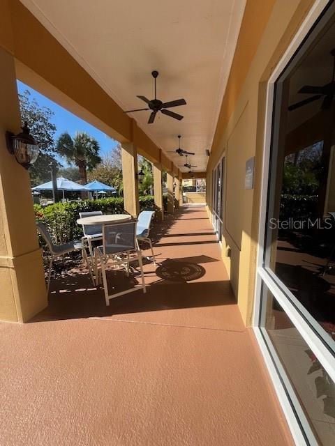 view of patio / terrace with ceiling fan