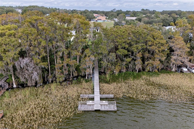 view of dock featuring a water view