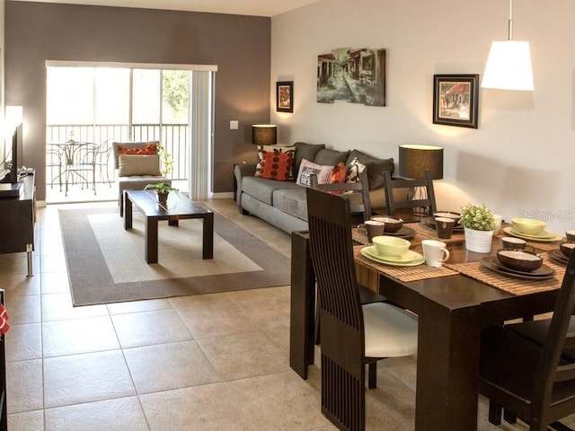 view of tiled living room