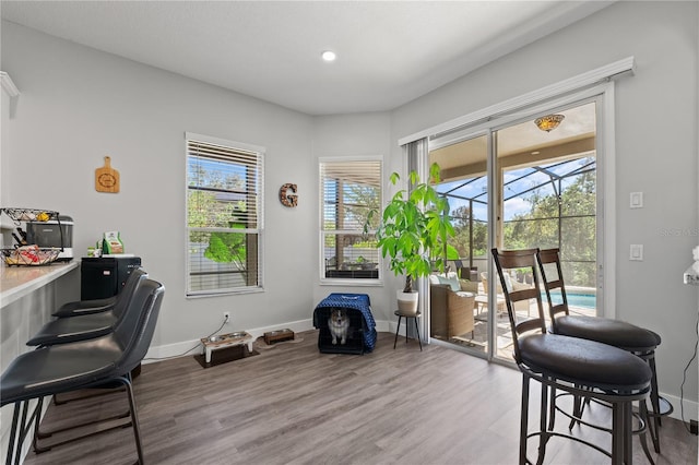 office space featuring hardwood / wood-style flooring