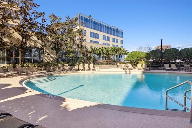 view of pool featuring a patio area