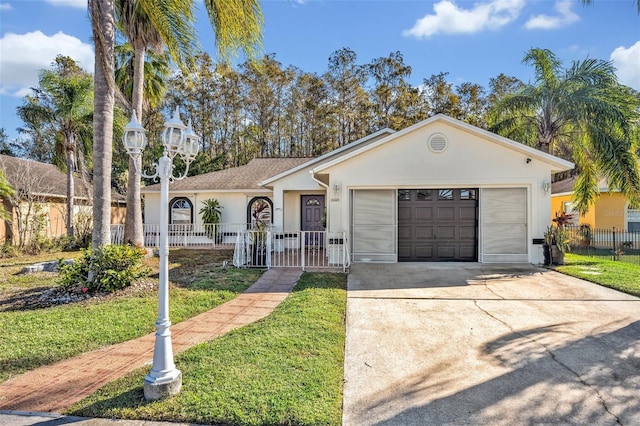 single story home featuring a garage