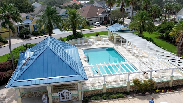 view of swimming pool with a patio area