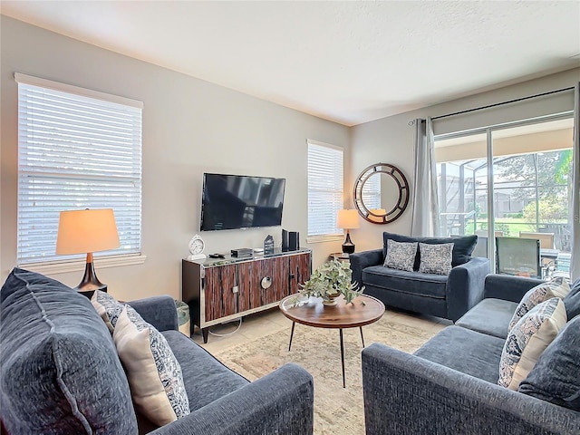 view of tiled living room