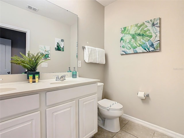 bathroom featuring tile patterned flooring, vanity, and toilet