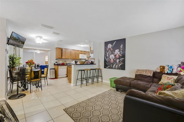 view of tiled living room