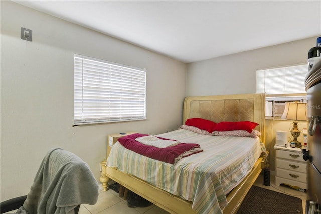 tiled bedroom with cooling unit