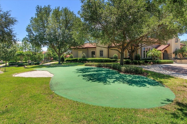 view of community featuring a yard