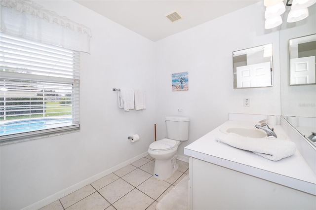 bathroom featuring tile patterned floors, toilet, and vanity