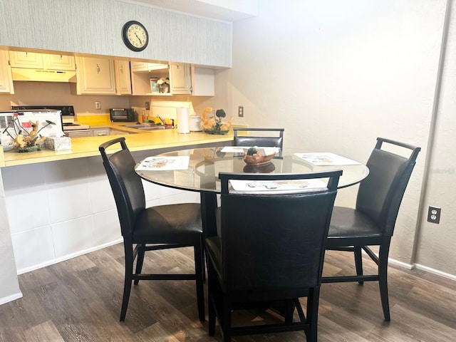 dining room featuring dark hardwood / wood-style floors and sink