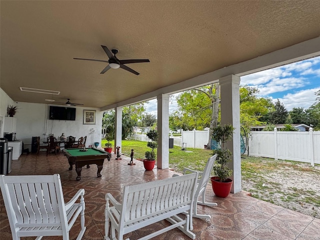 view of patio / terrace featuring ceiling fan