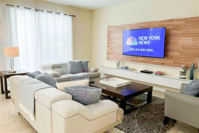 view of tiled living room