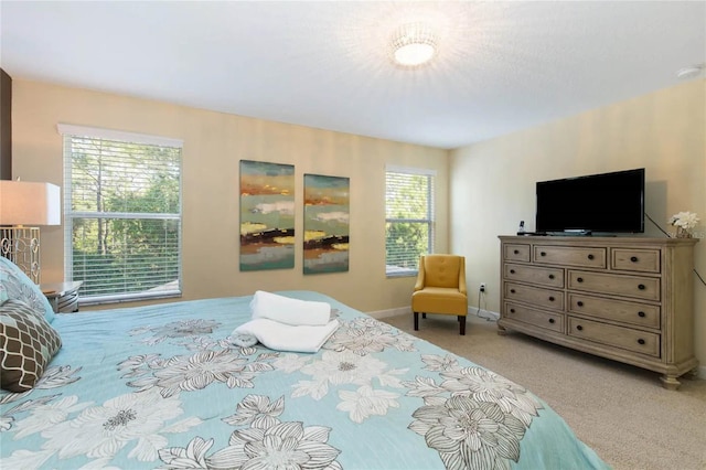 carpeted bedroom with multiple windows