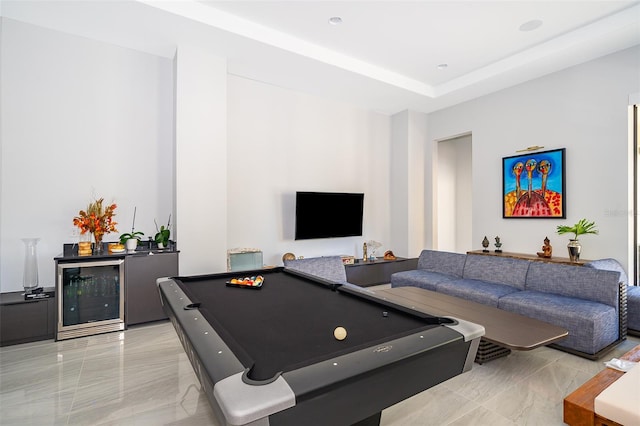 game room featuring wine cooler and billiards