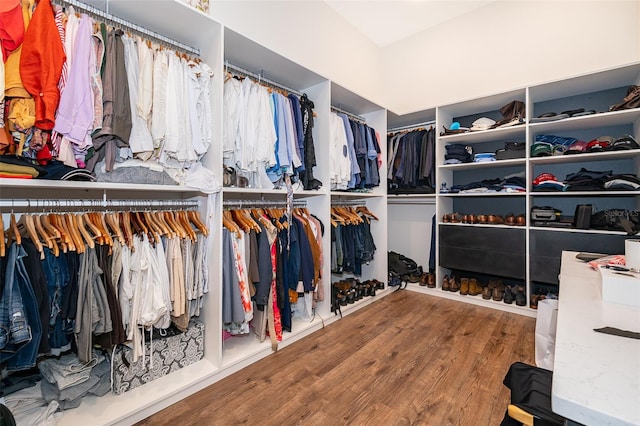 spacious closet featuring hardwood / wood-style flooring