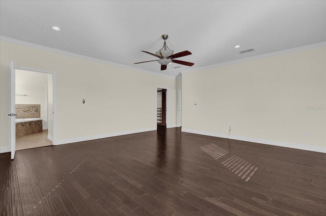 19206 Robertson St, Orlando, FL 32833 - unfurnished room featuring wood finished floors, ceiling fan, ornamental molding, and recessed lighting