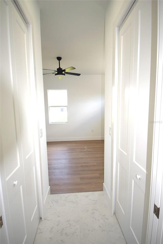 hall featuring light wood-type flooring