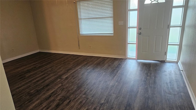 entryway with dark wood-type flooring