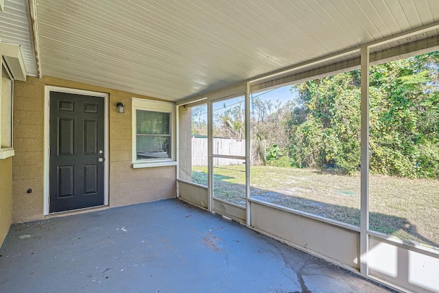 view of unfurnished sunroom