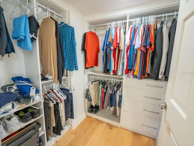 spacious closet featuring hardwood / wood-style flooring