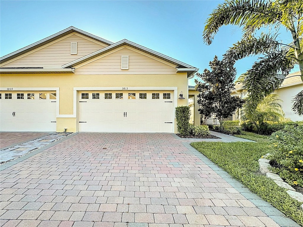 exterior space with a garage