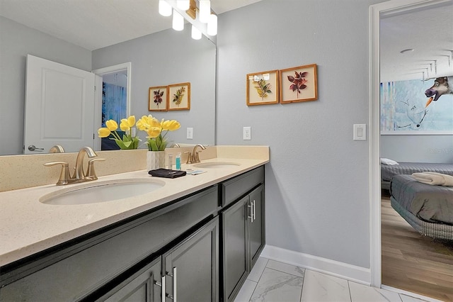 bathroom featuring wood-type flooring and vanity