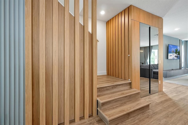 view of sauna with wood-type flooring