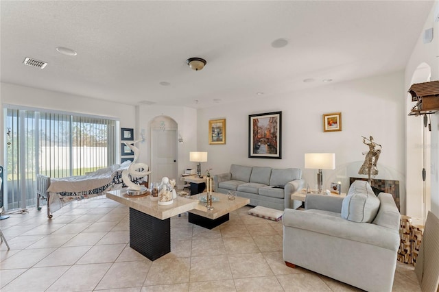 view of tiled living room