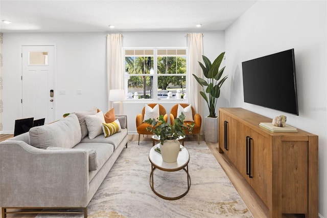 living room featuring light hardwood / wood-style flooring