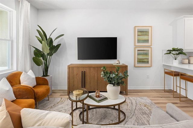 living room featuring light hardwood / wood-style flooring