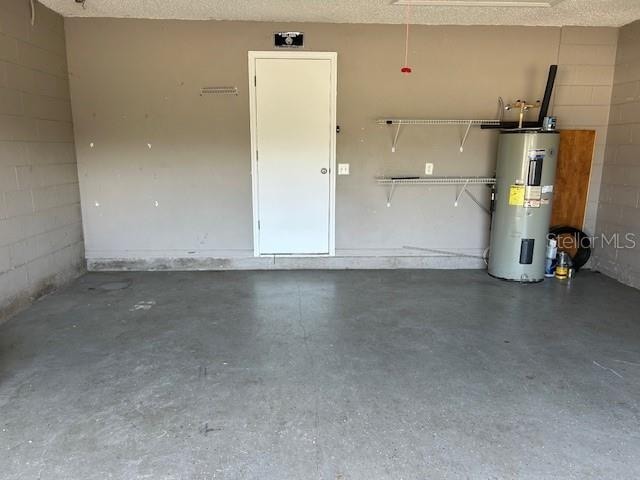 garage with electric water heater