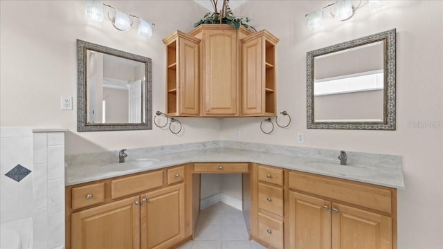 bathroom featuring vanity and tile patterned floors