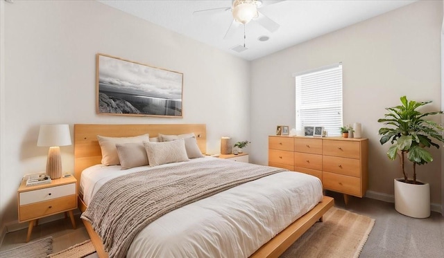 bedroom featuring ceiling fan