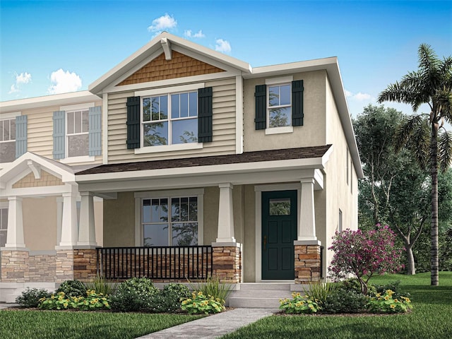 craftsman-style home featuring covered porch