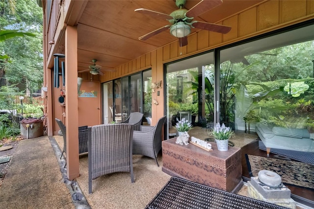 view of patio with ceiling fan