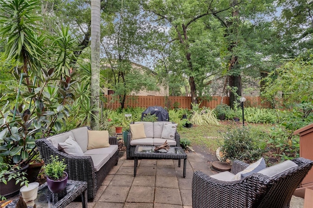 view of patio with an outdoor living space