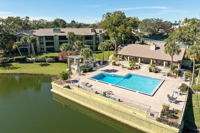 3 Escondido Cir Unit 18, Altamonte Springs, FL 32701 - community pool featuring a water view, a patio, and a pergola