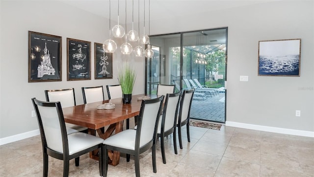 view of tiled dining area