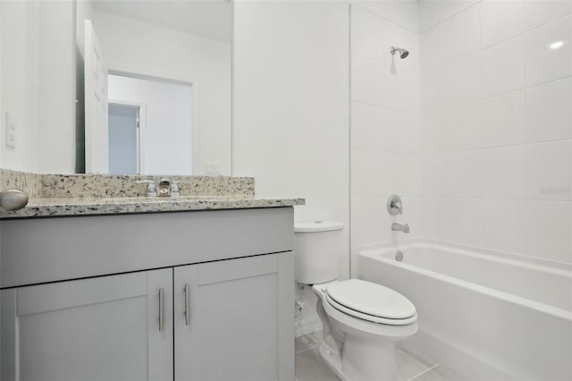 full bathroom featuring vanity, toilet, and tiled shower / bath