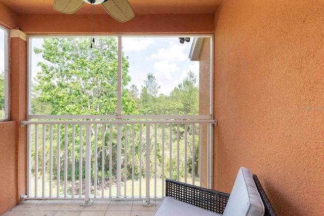 balcony with ceiling fan