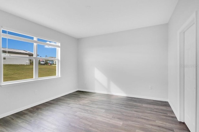 spare room featuring wood-type flooring