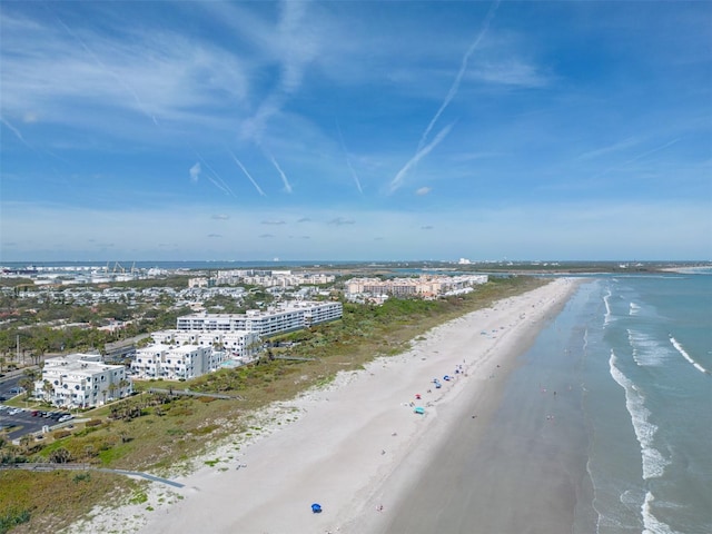 property view of water featuring a beach view